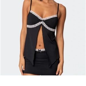 Elegant Black Lace Chemise prize includes the two piece top and bottom